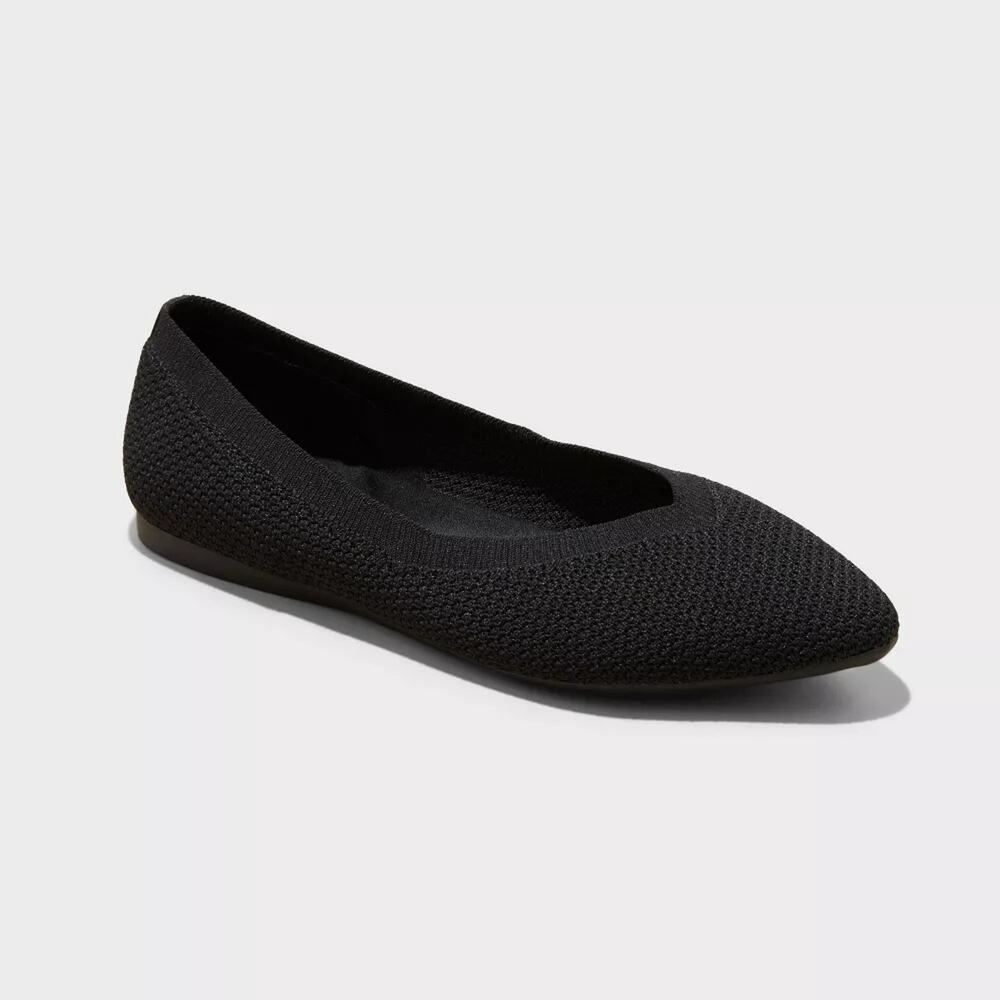 Women's Claire Knit Washable Ballet Flats - A New Day - Black 8.5